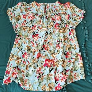 Rose + Olive Floral Blouse 1X